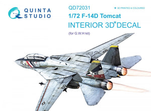Quinta Studio QD72031 F-14D 3D-Printed &amp;amp; coloured Interior on decal paper (GWH) 1/72
