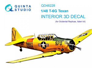 Quinta Studio QD48228 T-6G 3D-Printed &amp;amp; colored Interior on decal paper (Italeri) 1/48