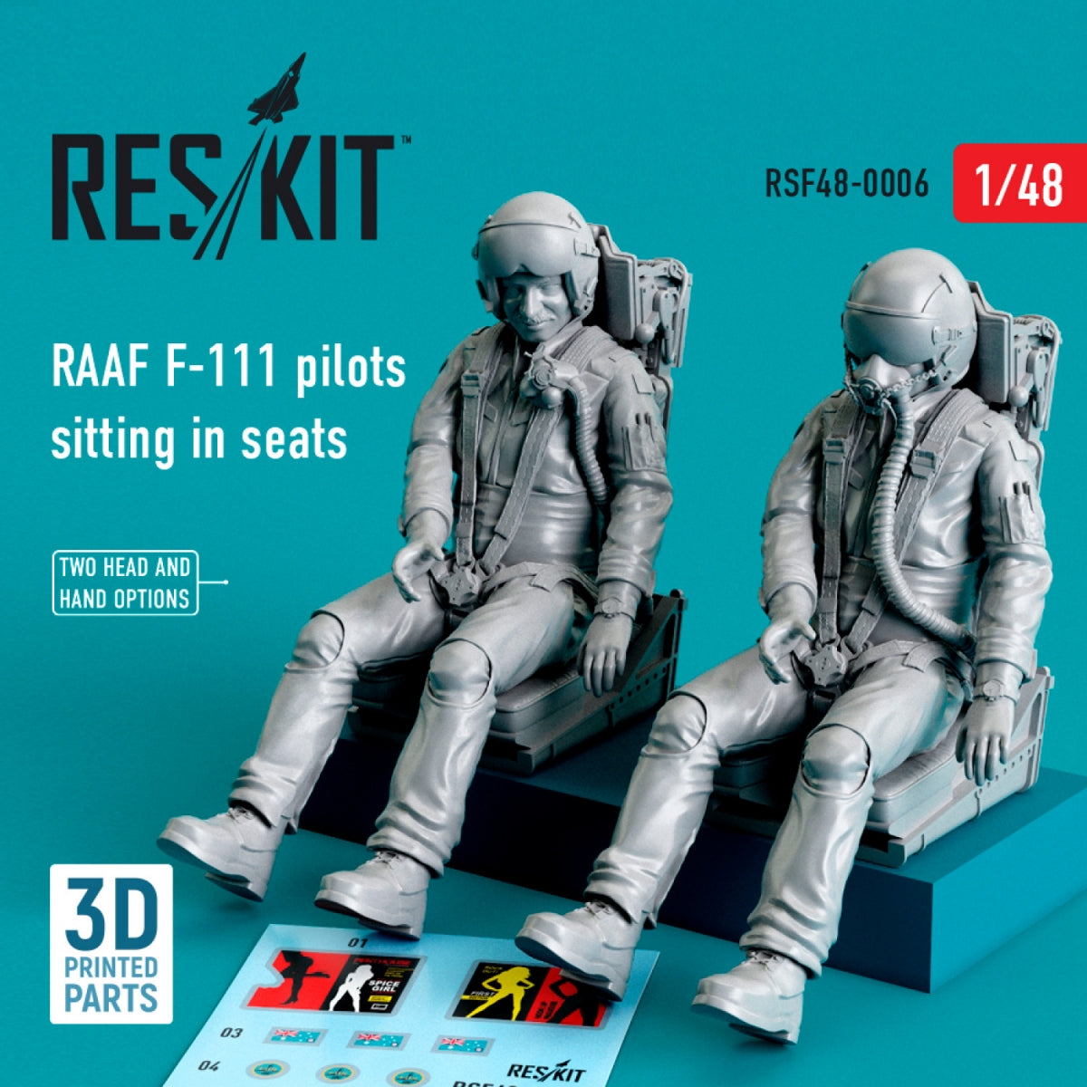 RESKIT RSF48-0006 RAAF F-111 PILOTS SITTING IN SEATS (2 PCS) (3D PRINTED) 1/48 – zdjęcie 2