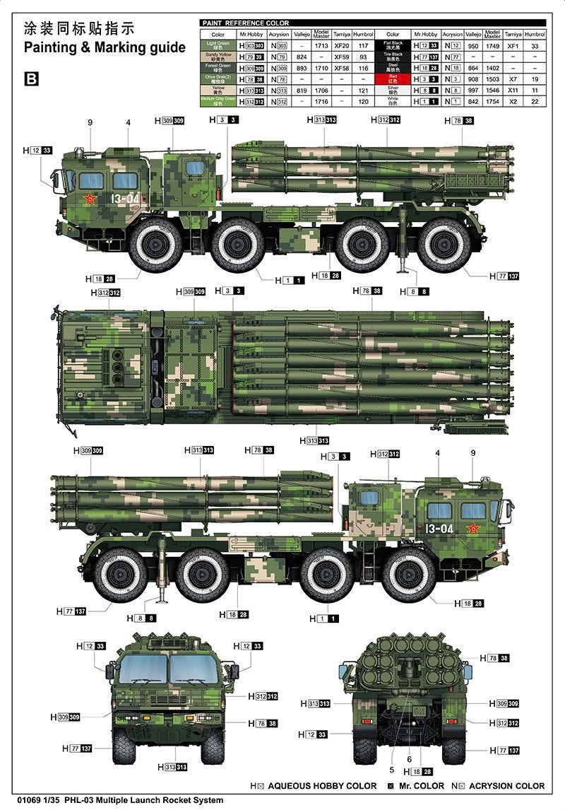 Trumpeter 01069 PHL-03 Multiple Launch Rocket System 1/35 – image 2
