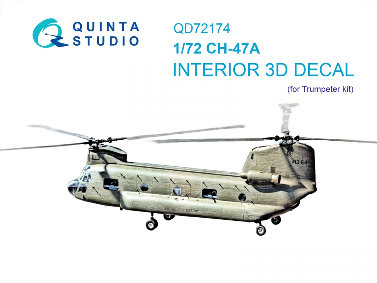 Quinta Studio QD72174 CH-47A 3D-Printed colored Interior on decal paper (Trumpeter) 1/72