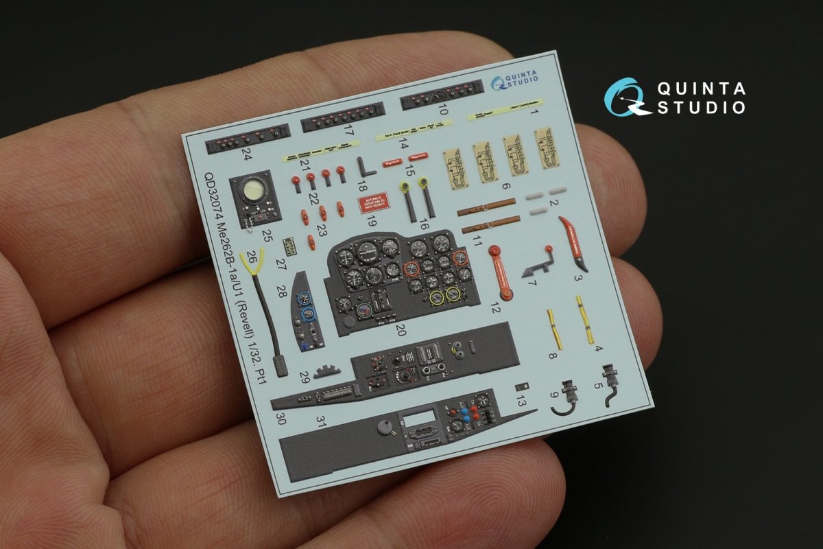 Quinta Studio QD32074 Me 262B1a/U-1 3D-Printed &amp;amp; coloured Interior on decal paper (Revell) 1/32 – zdjęcie 9