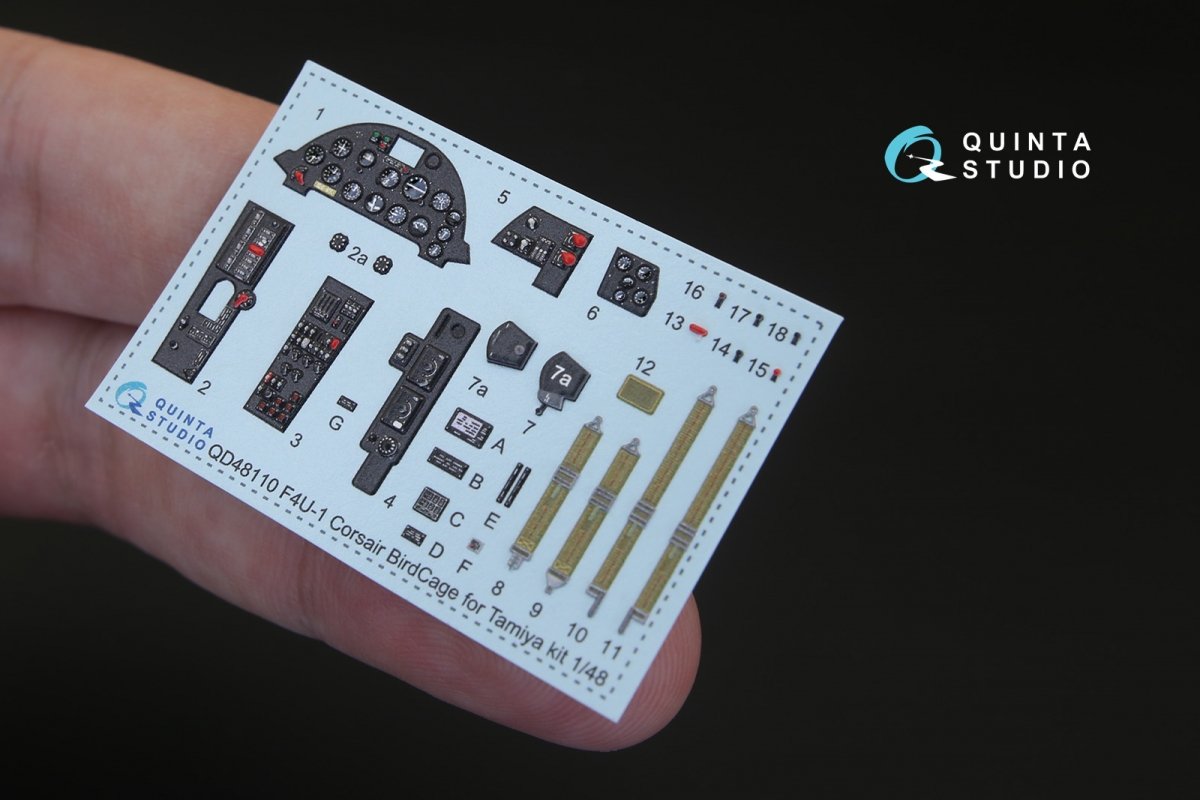 Quinta Studio QD48110 F4U-1 Corsair (Bird cage) 3D-Printed &amp;amp; coloured Interior on decal paper (for Tamiya kit) 1/48 – zdjęcie 2