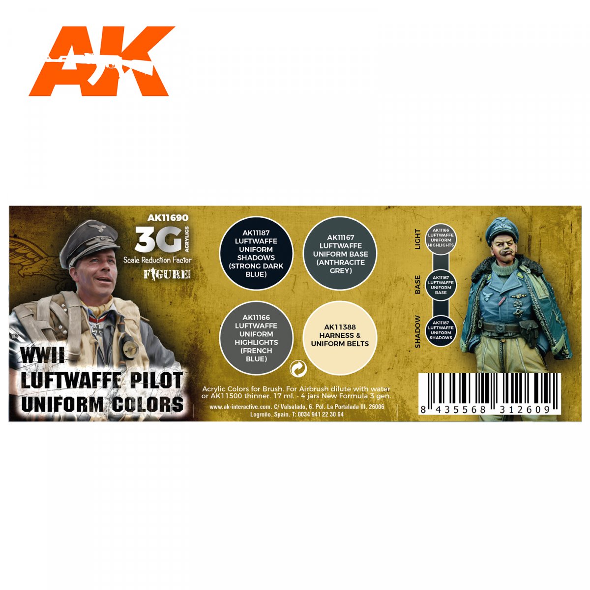 AK Interactive AK11690 WWII LUFTWAFFE PILOT UNIFORM COLORS 4x17 ml – zdjęcie 2