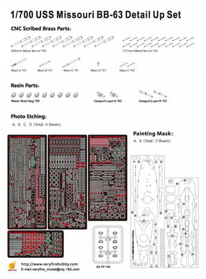 Very Fire VF700009 USS Missouri BB-63 Detail Up Set for VeryFire 1/700 – image 10