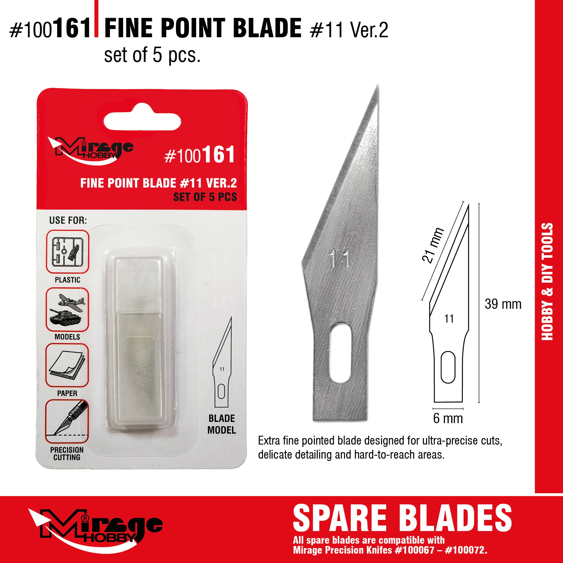 Mirage 100161 Fine Point Point Blade (5 pcs) – zdjęcie 2