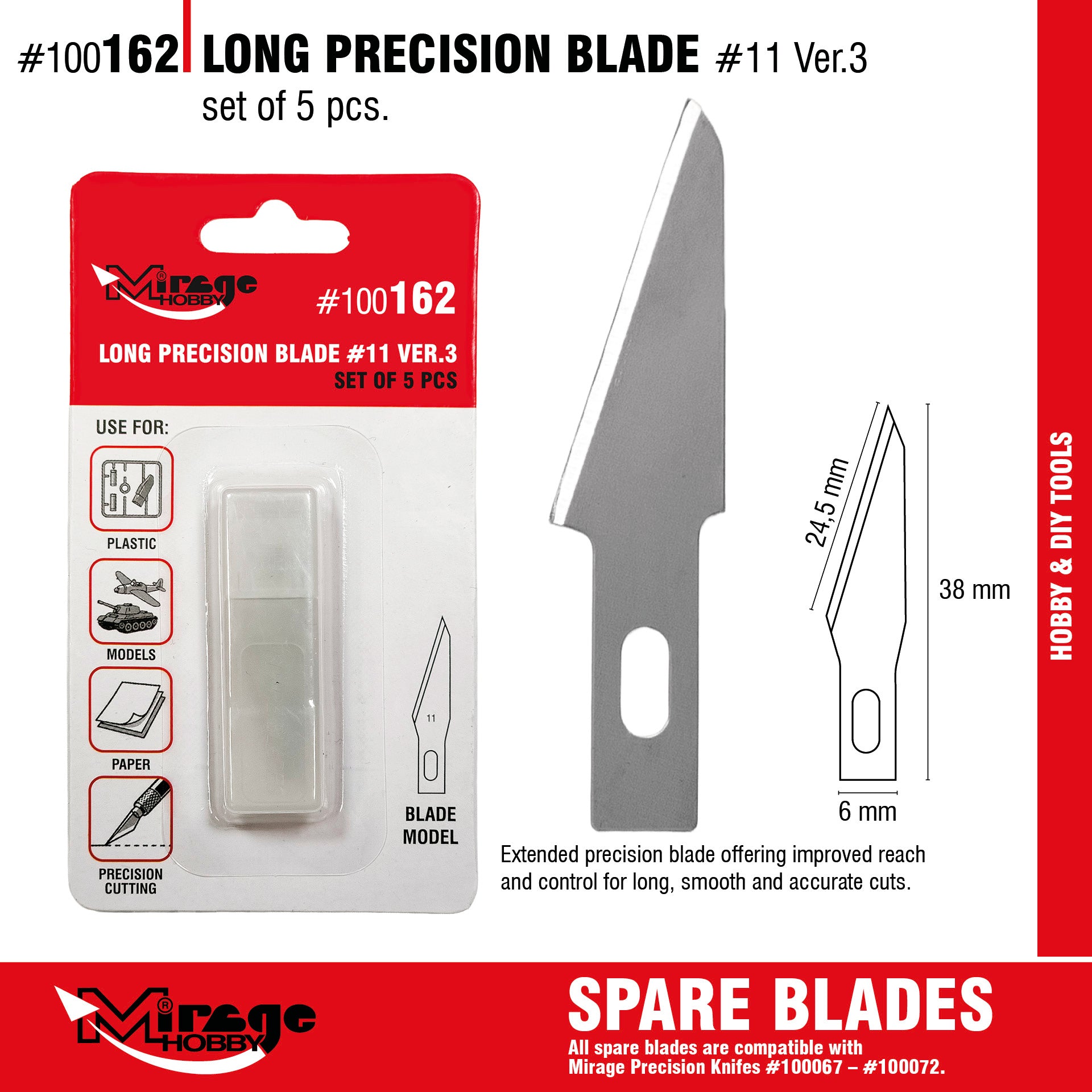 Mirage 100162 Long Precision Blade (5 pcs) – zdjęcie 2