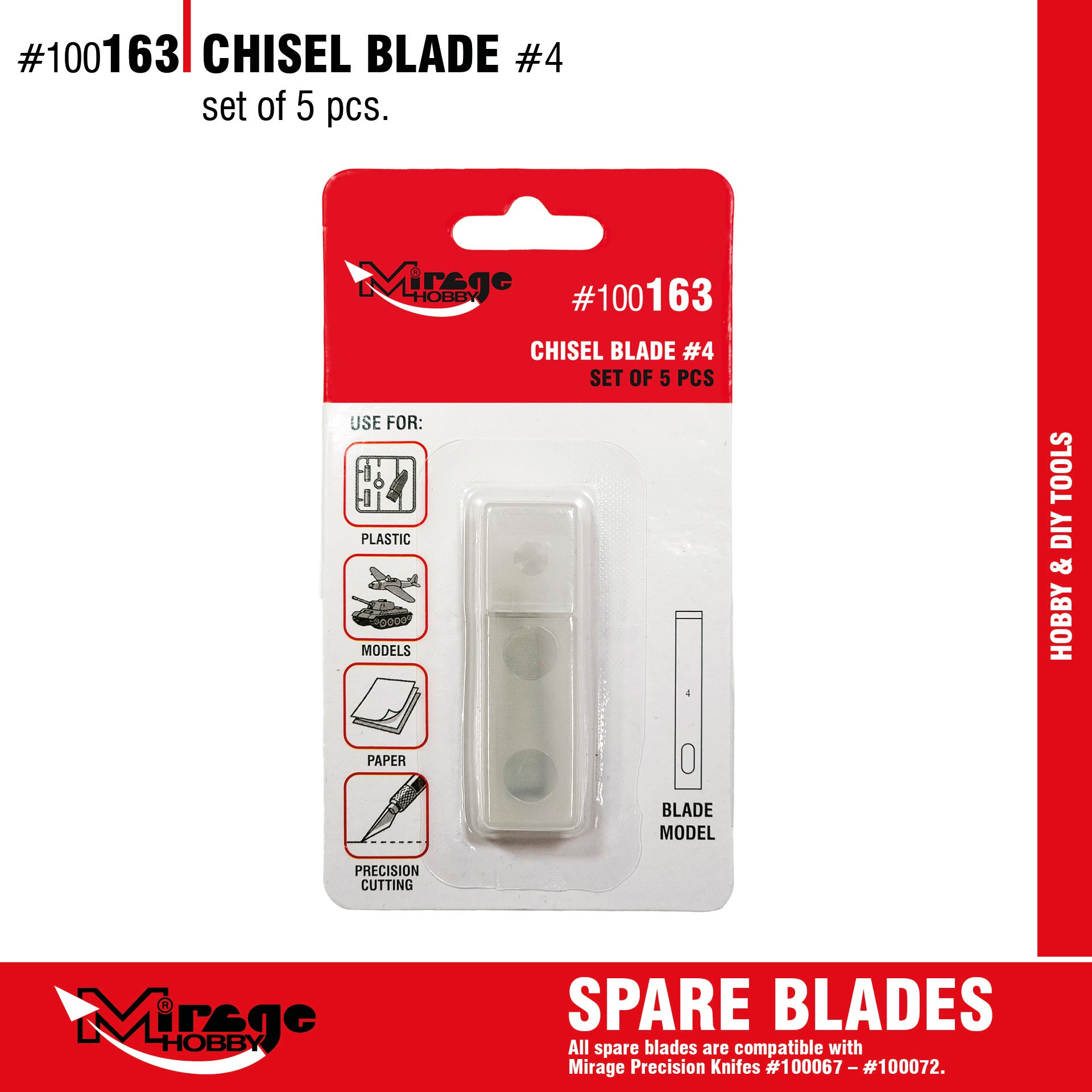 Mirage 100163 Chisel Blade (5 pcs)