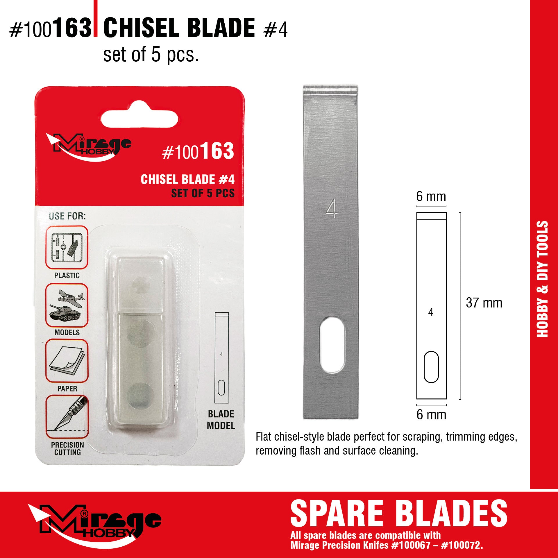 Mirage 100163 Chisel Blade (5 pcs) – zdjęcie 2