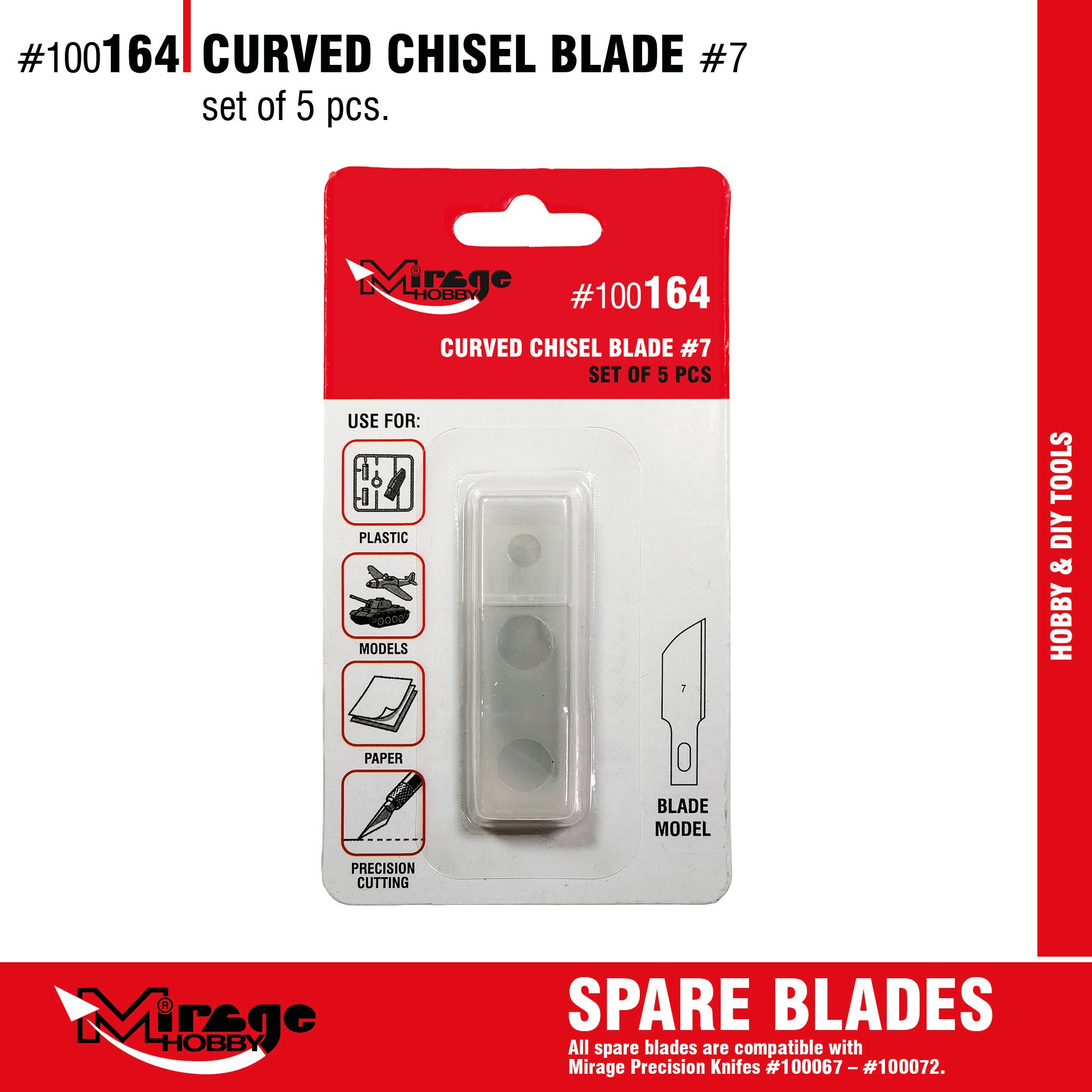 Mirage 100164 Curved Chisel Blade (5 pcs)