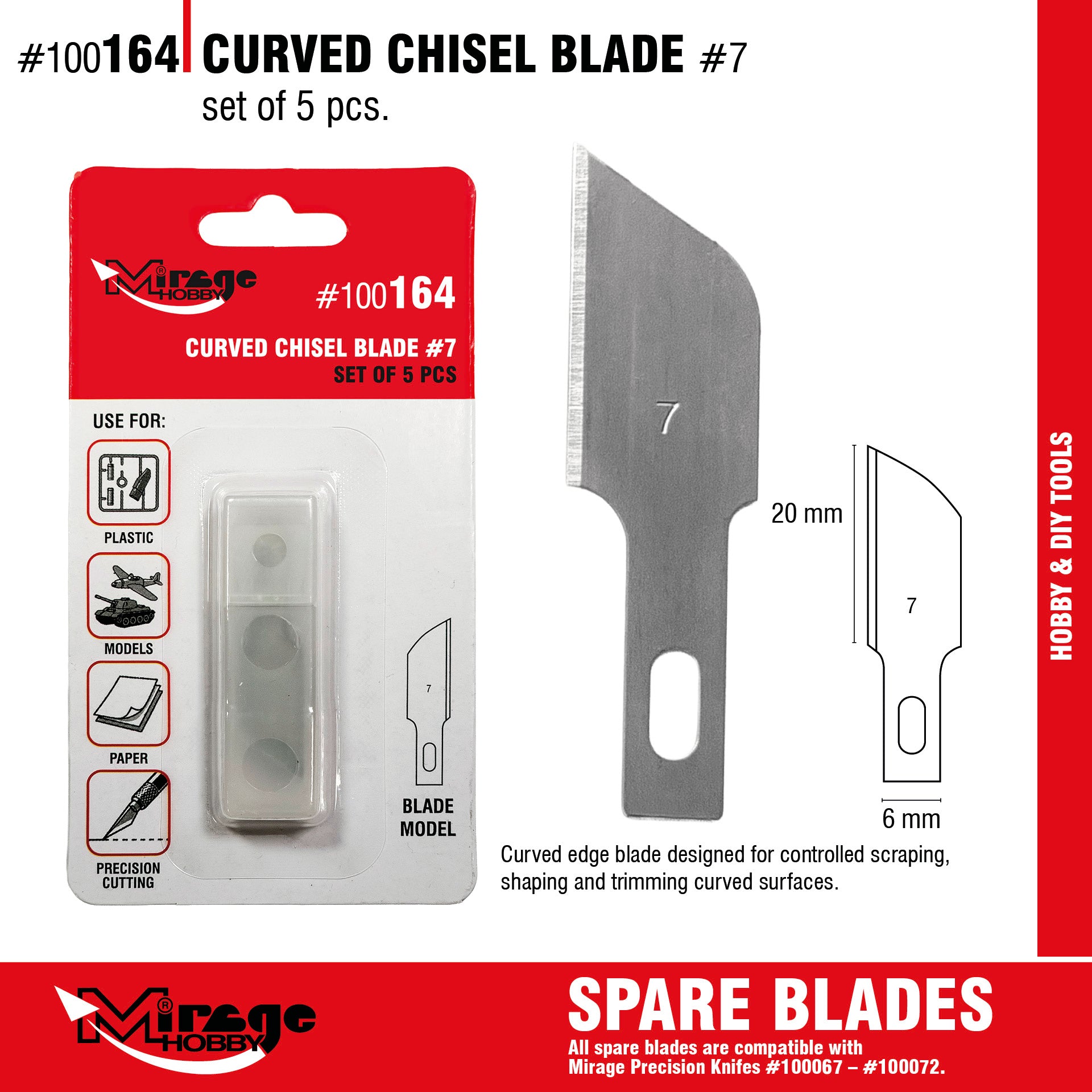 Mirage 100164 Curved Chisel Blade (5 pcs) – zdjęcie 2