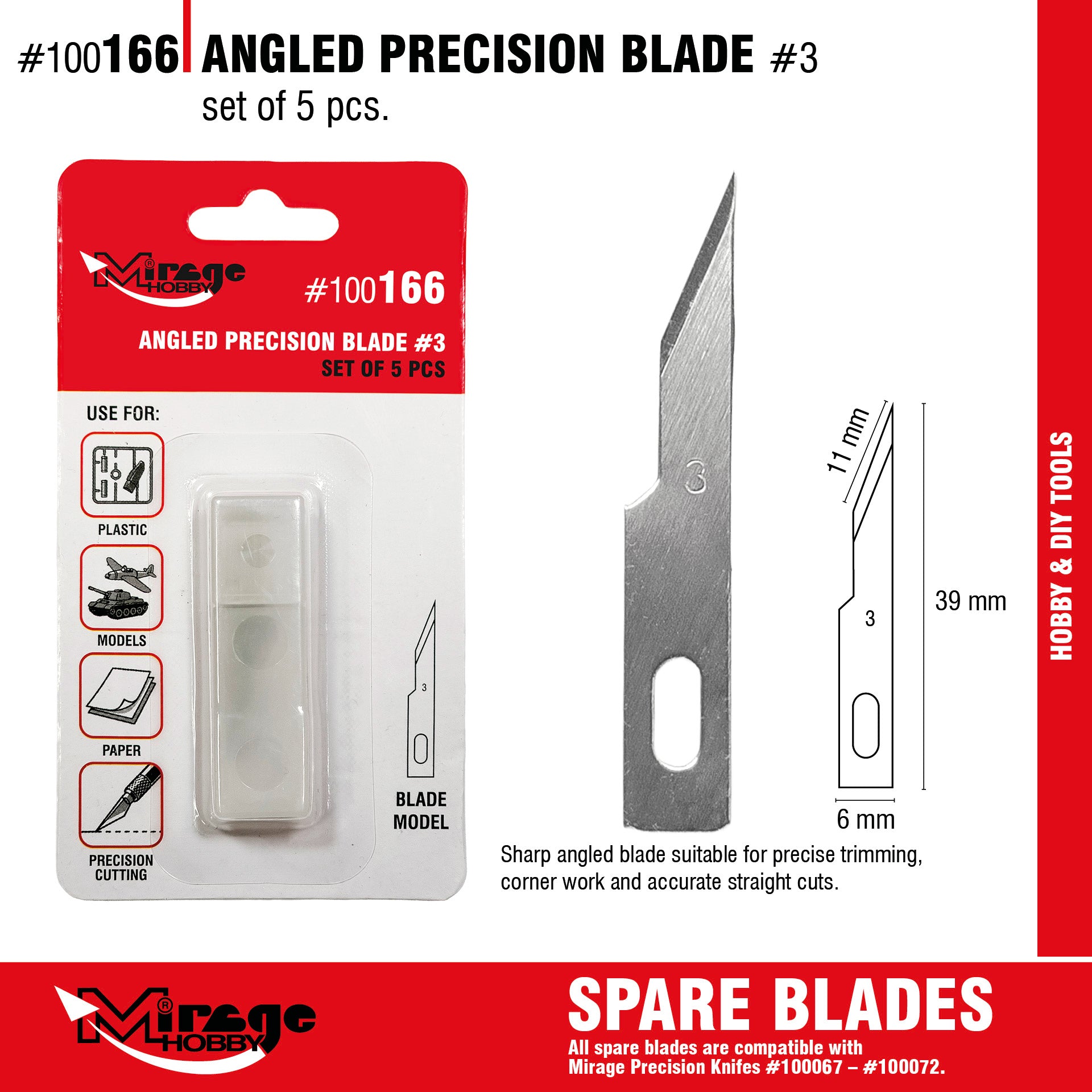 Mirage 100166 Angled Precision Blade (5 pcs) – zdjęcie 2