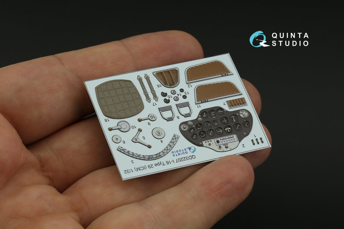 Quinta Studio QD32207 I-16 Type 29 3D-Printed colored Interior on decal paper (ICM) 1/32 – image 11