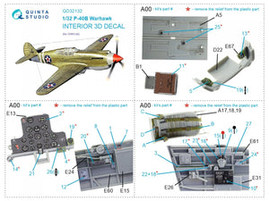 Quinta Studio QD32132 P-40B 3D-Printed &amp;amp; coloured Interior on decal paper (GWH) 1/32 – zdjęcie 6