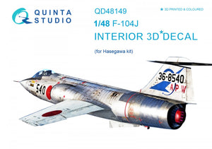 Quinta Studio QD48149 F-104J 3D-Printed &amp;amp; coloured Interior on decal paper (for Hasegawa kit) 1/48
