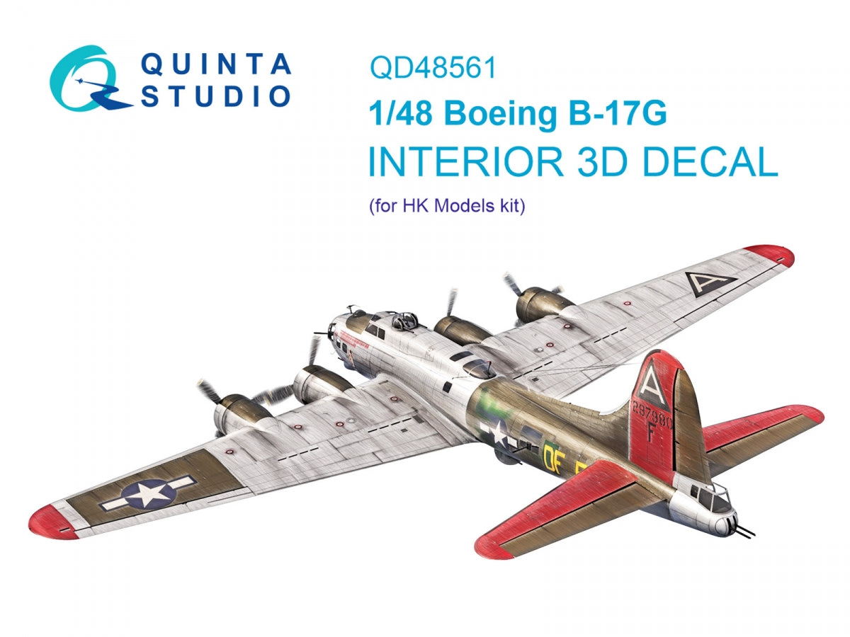 Quinta Studio QD48561 Boeing B-17G 3D-Printed & coloured Interior on decal paper (HK models) 1/48