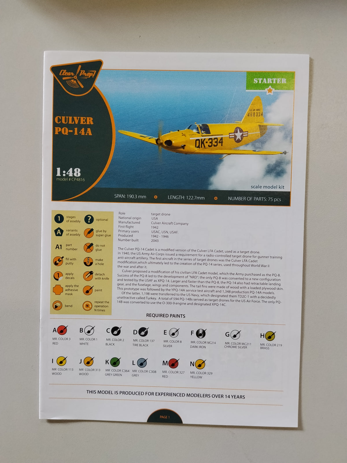 Clear Prop! CP4816 Culver PQ-14 B 1/48 – imagen 5