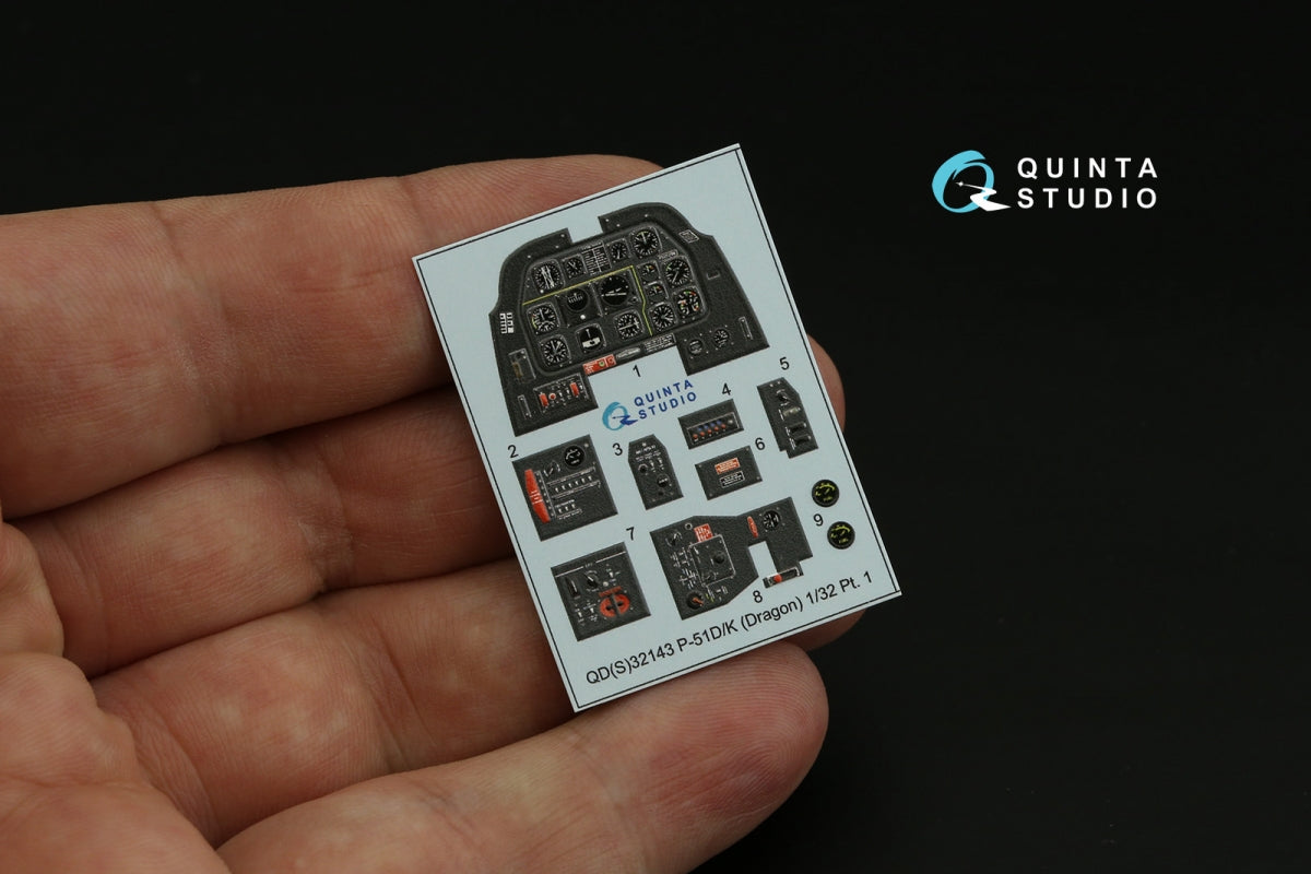 Quinta Studio QDS-32143 P-51D/K Mustang 3D-Printed coloured Interior on decal paper (Dragon) (Small version) 1/32 – zdjęcie 3