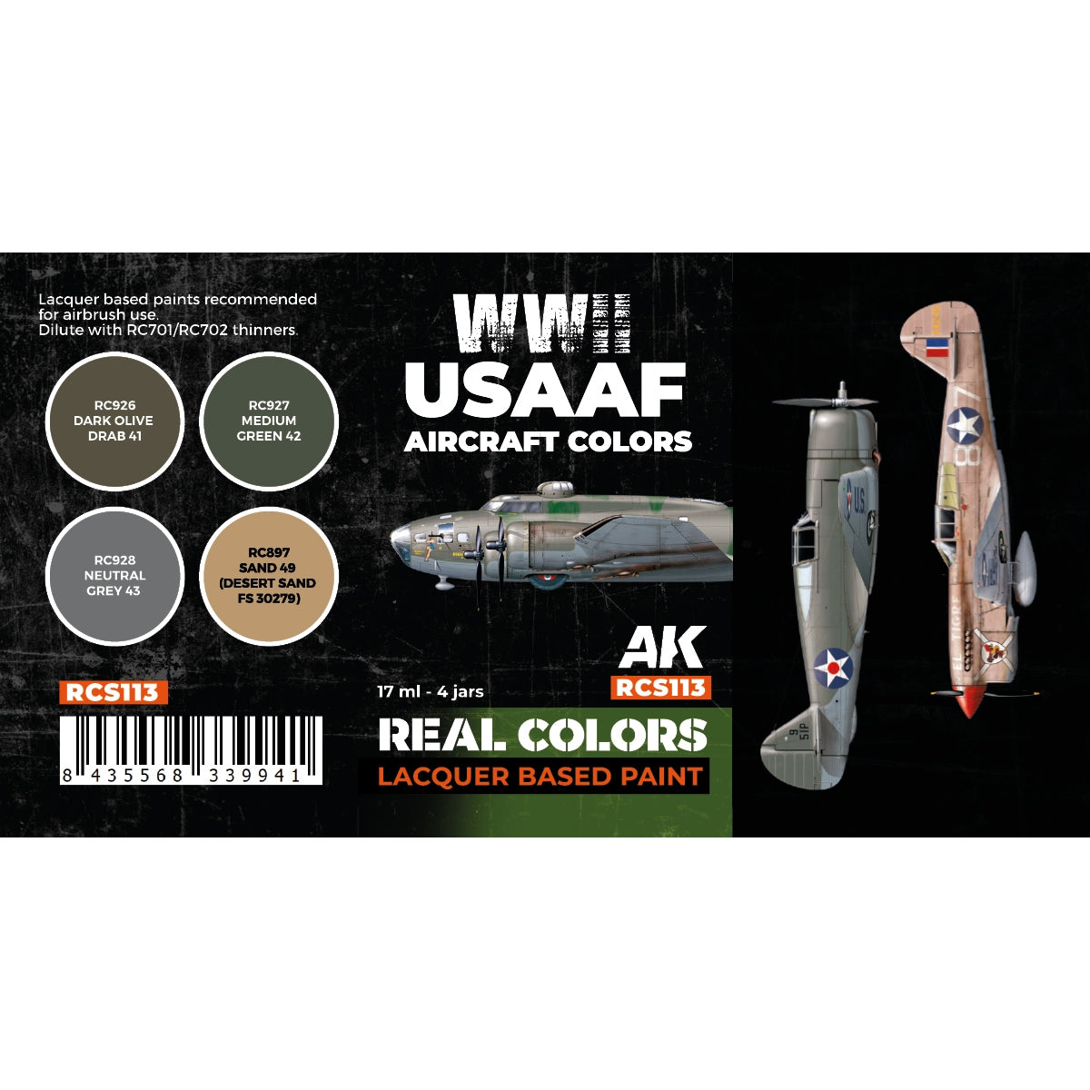 AK Interactive RCS113 WWII USAAF Aircraft Colors 4x17ml – image 2