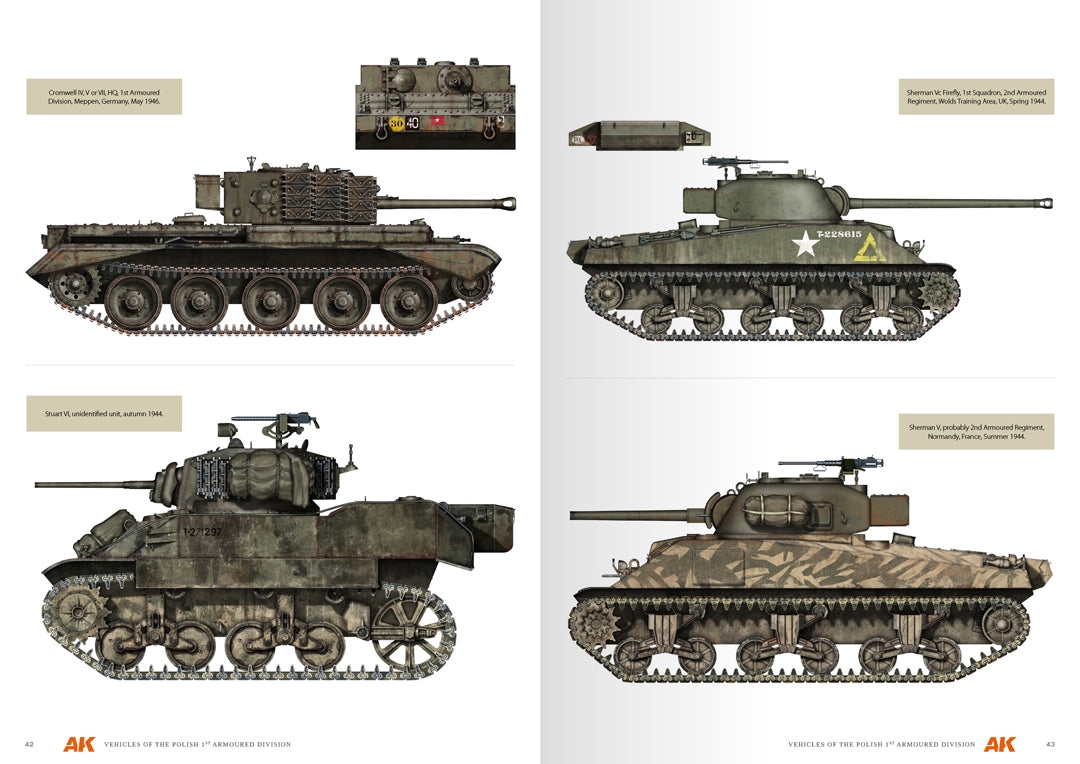 AK Interactive AK130010 VÉHICULES DE LA 1RE DIVISION BLINDÉE POLONAISE – GUIDE DES PROFILS DE CAMOUFLAGE - Anglais – image 7