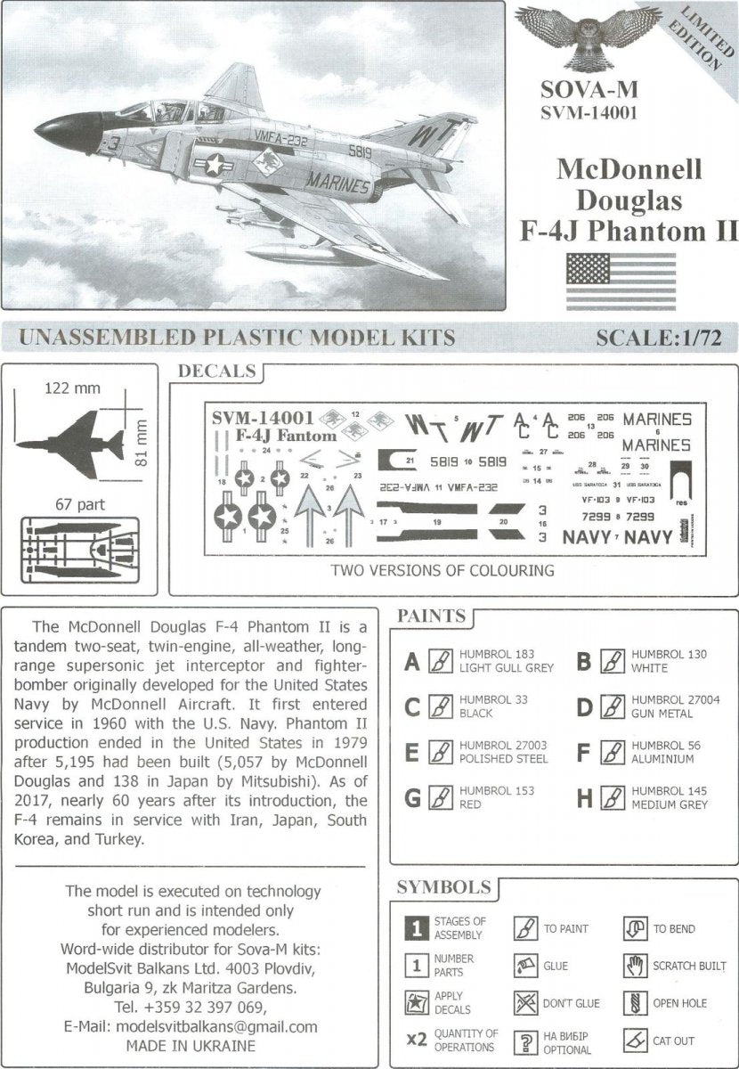 Sova 14001 F4J Phantom II 1/144 – zdjęcie 2