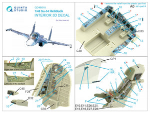 Quinta Studio QD48018 Su-34 3D-Printed coloured Interior on decal paper (KittyHawk) 1/48 – zdjęcie 2