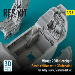RESKIT RSU32-0095 MIRAGE 2000N COCKPIT (BASIC EDITION WITH 3D DECALS) FOR KITTY HAWK / ZIMIMODEL KIT (3D PRINTED) 1/32 – zdjęcie 2