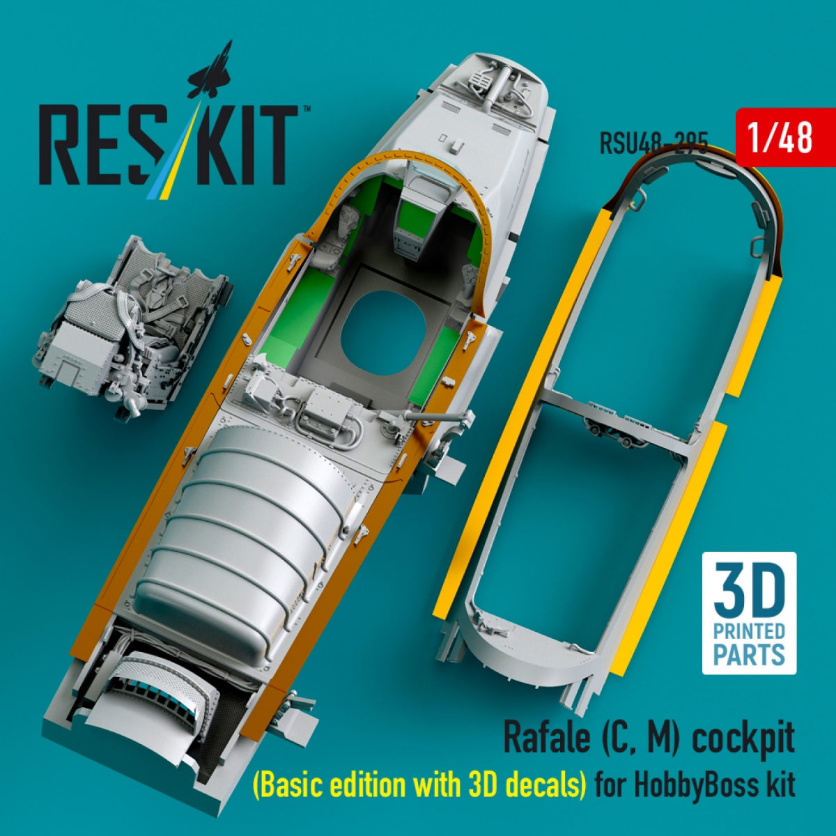 RESKIT RSU48-0295 Rafale (C, M) cockpit (Basic edition with 3D decals) for HobbyBoss kit (3D printed) 1/48 – image 4