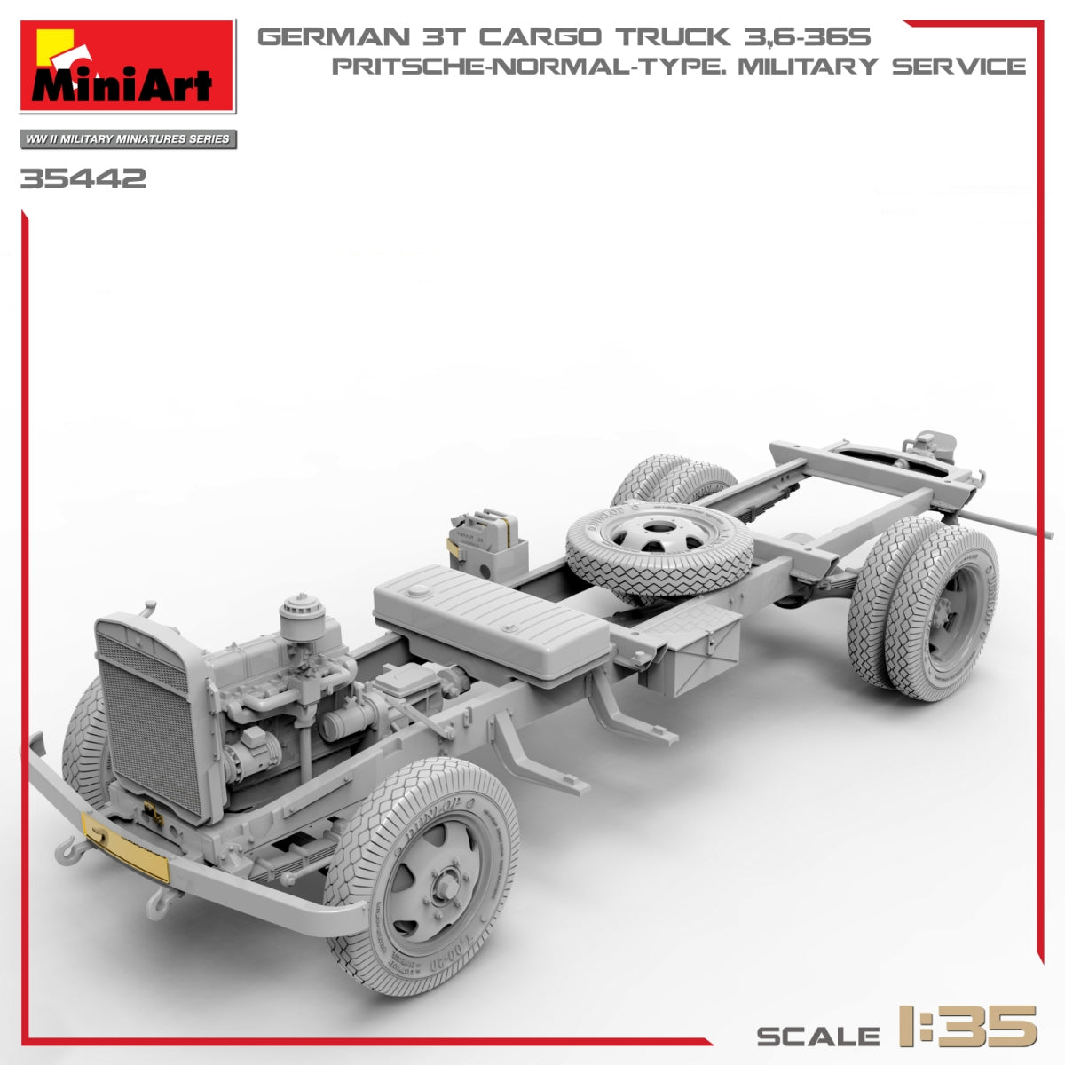 Miniart 35442 GERMAN 3T CARGO TRUCK 3,6-36S. PRITSCHE-NORMAL-TYPE. MILITARY SERVICE 1/35 – zdjęcie 7