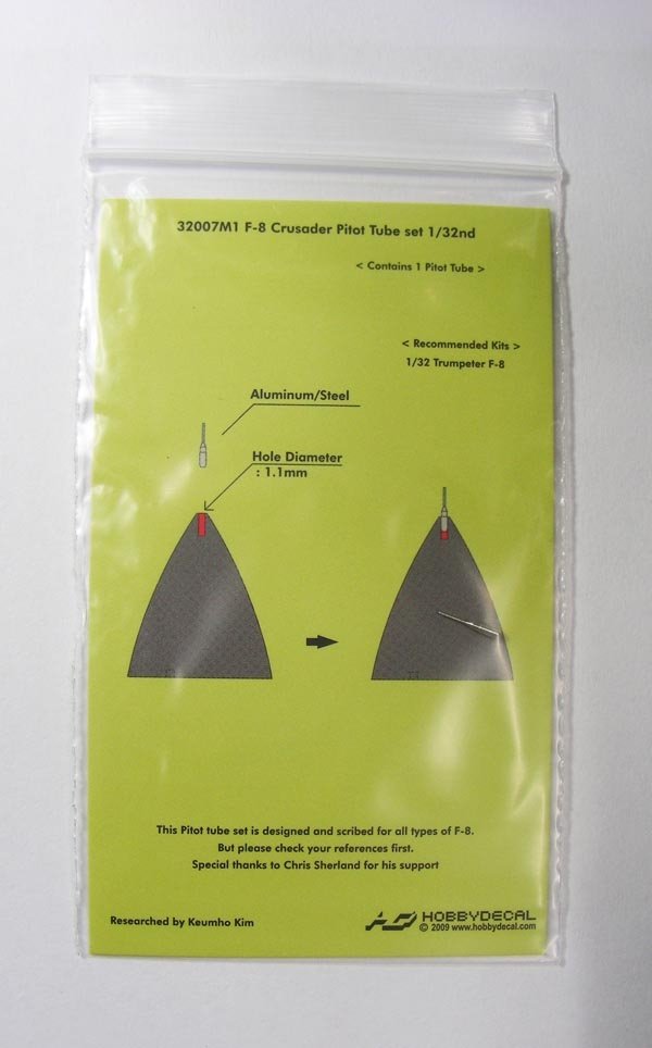 HobbyDecal MT32007V1 Ensemble de tubes Pitot F-8 1/32