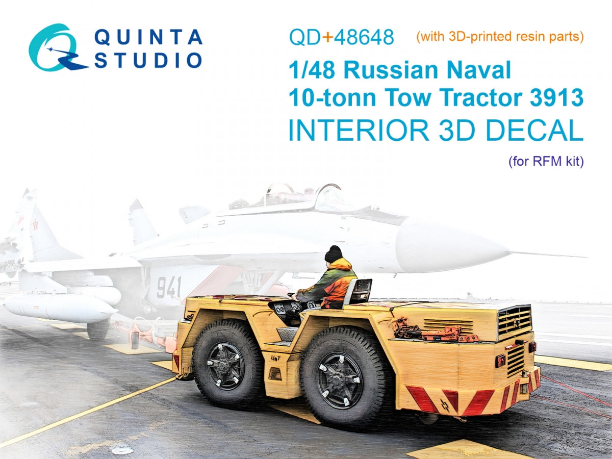 Quinta Studio QD+48648 Russian naval tow tractor 3913 3D-Printed & coloured Interior on decal paper (RFM) (with 3D-printed resin parts) 1/48