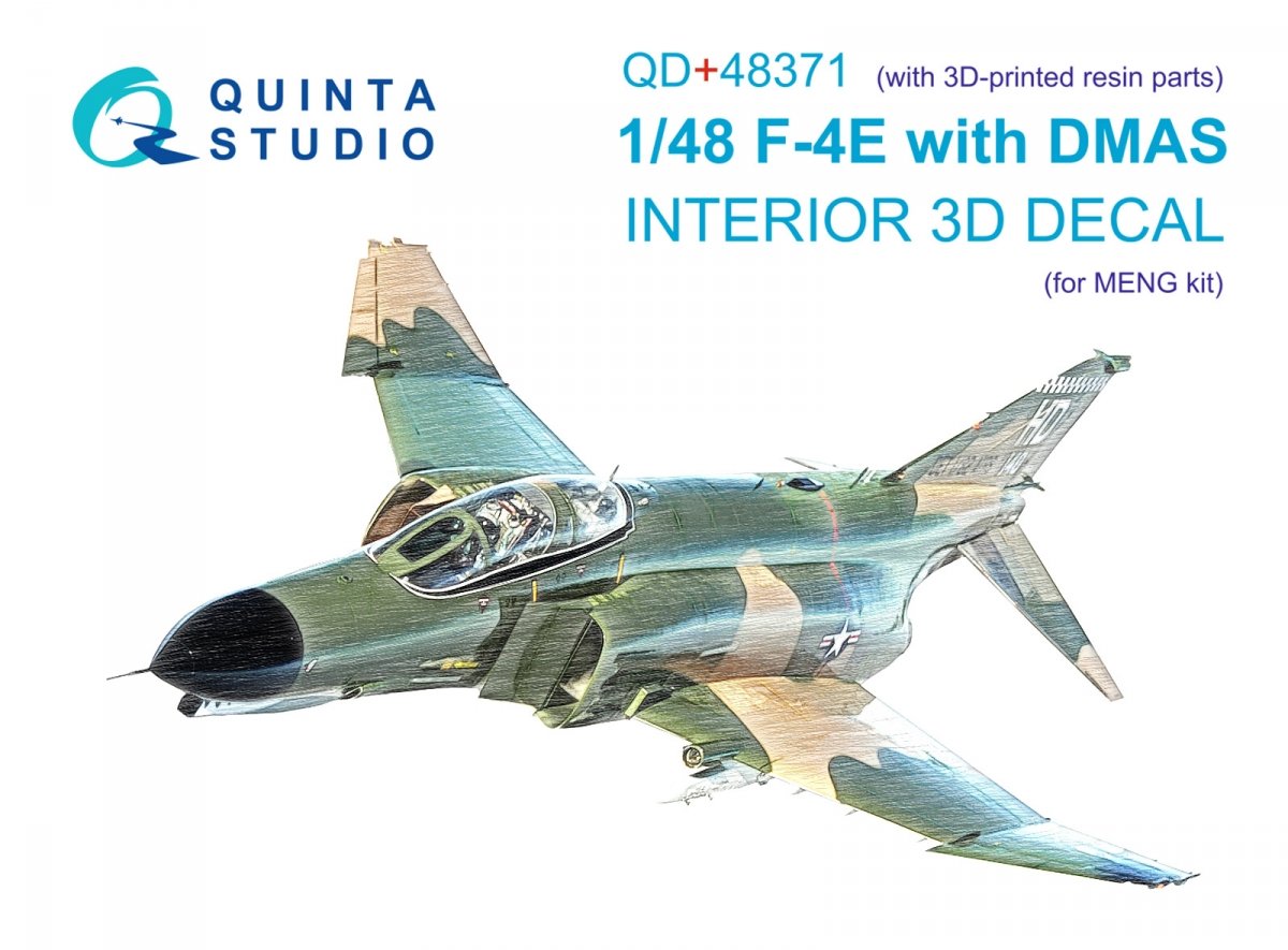 Quinta Studio QD+48371 F-4E with DMAS 3D-Printed & coloured Interior on decal paper (Meng) (with 3D-printed resin parts) 1/48
