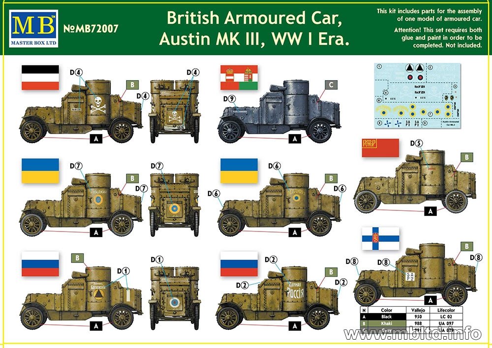 MASTER BOX 72007 British Armored Car Austin MK III WW I Era (1/72) – image 2