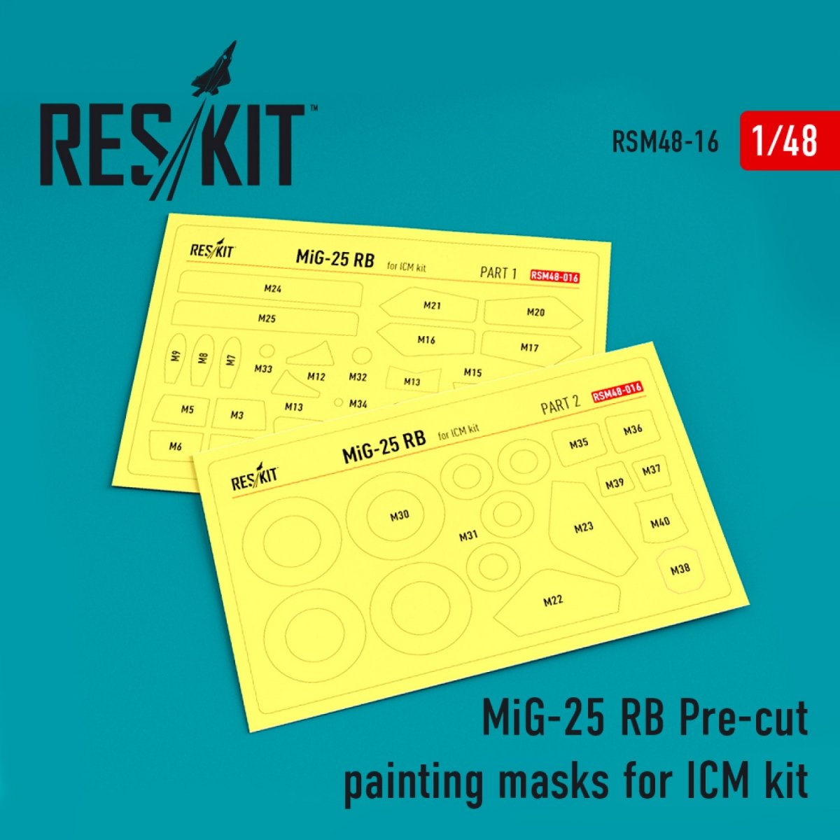 RESKIT RSM48-0016 MIG-25RB PRE-CUT PAINTING MASKS FOR ICM KIT 1/48