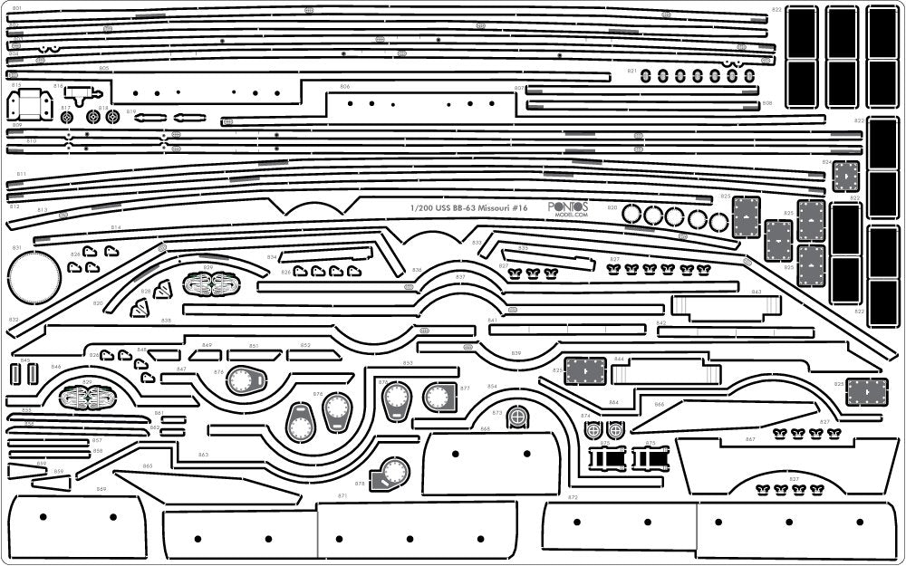 Pontos 22002F1 USS BB-63 Missouri 1945 Detail Up Set (Without wooden deck) 1/200 – zdjęcie 21