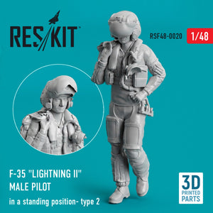 RESKIT RSF48-0020 F-35 &amp;quot;LIGHTNING II&amp;quot; MALE PILOT (IN A STANDING POSITION - TYPE 2) (3D PRINTED) 1/48