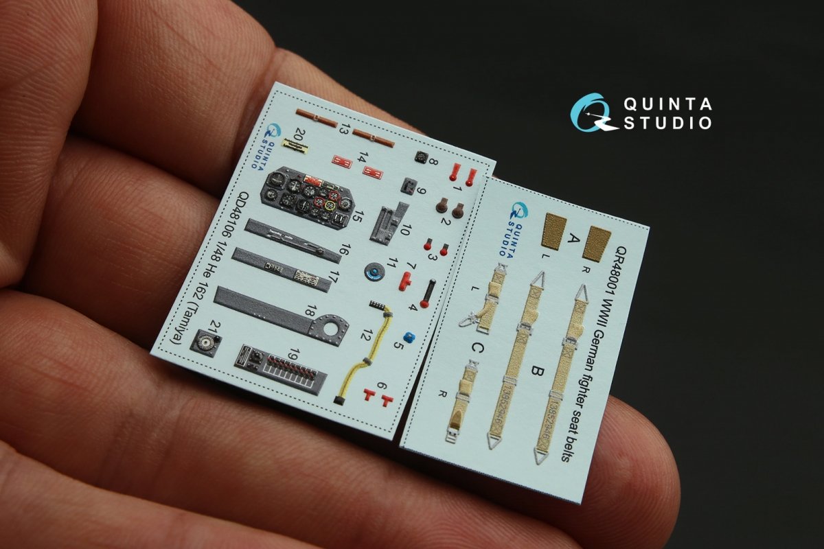 Quinta Studio QD48106 He-162 3D-Printed &amp;amp; coloured Interior on decal paper (for Tamiya kit) 1/48 – zdjęcie 2