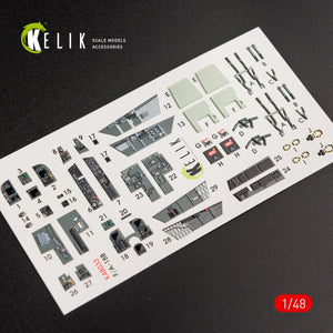 KELIK K48033 F/A-18B &amp;quot;HORNET&amp;quot; INTERIOR 3D DECALS FOR KINETIC KIT 1/48