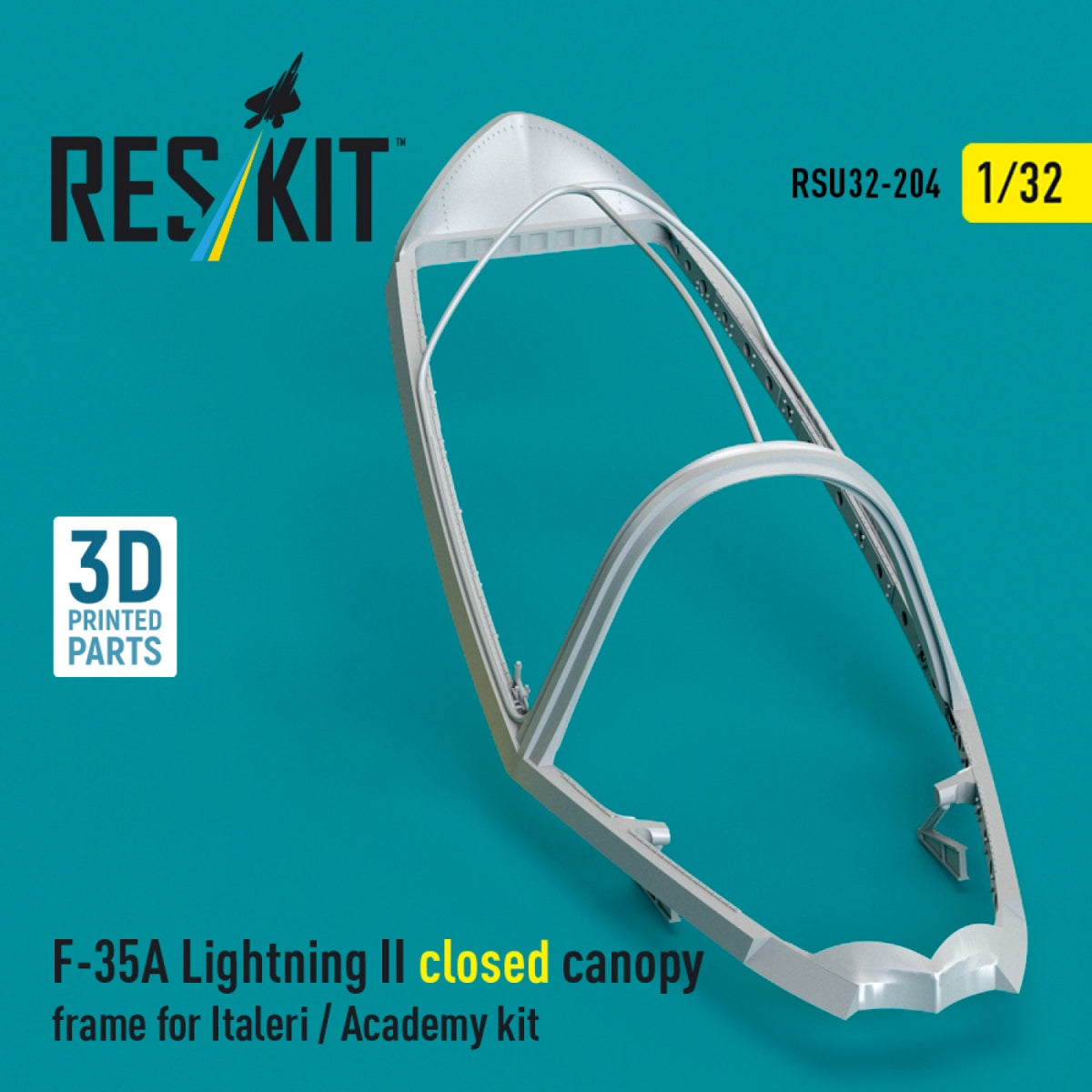 RESKIT RSU32-0204 F-35A Lightning II closed canopy frame for Italeri / Academy kit (3D Printed) 1/32