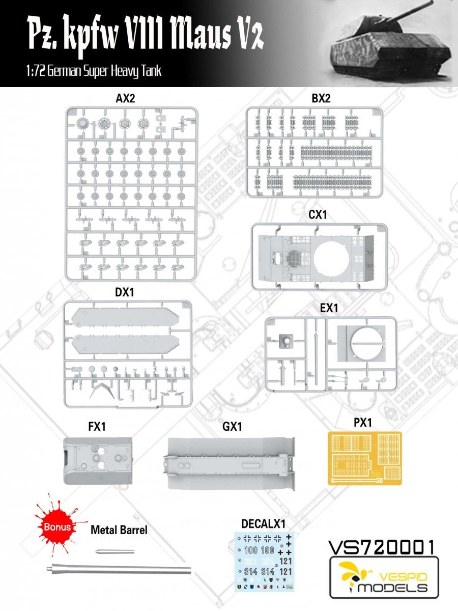 Vespid Models VS720001 Pz.Kpfw. VIII Maus V2 German Super Heavy Tank 1/72 – zdjęcie 7