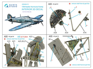 Quinta Studio QD48410 Hurricane family 3D-Printed &amp;amp; coloured Interior on decal paper (Arma Hobby) 1/48 – zdjęcie 2