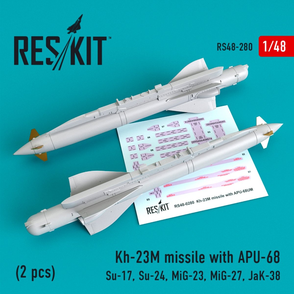 RESKIT RS48-0280 KH-23M MISSILES WITH APU-68 (2 PCS) 1/48