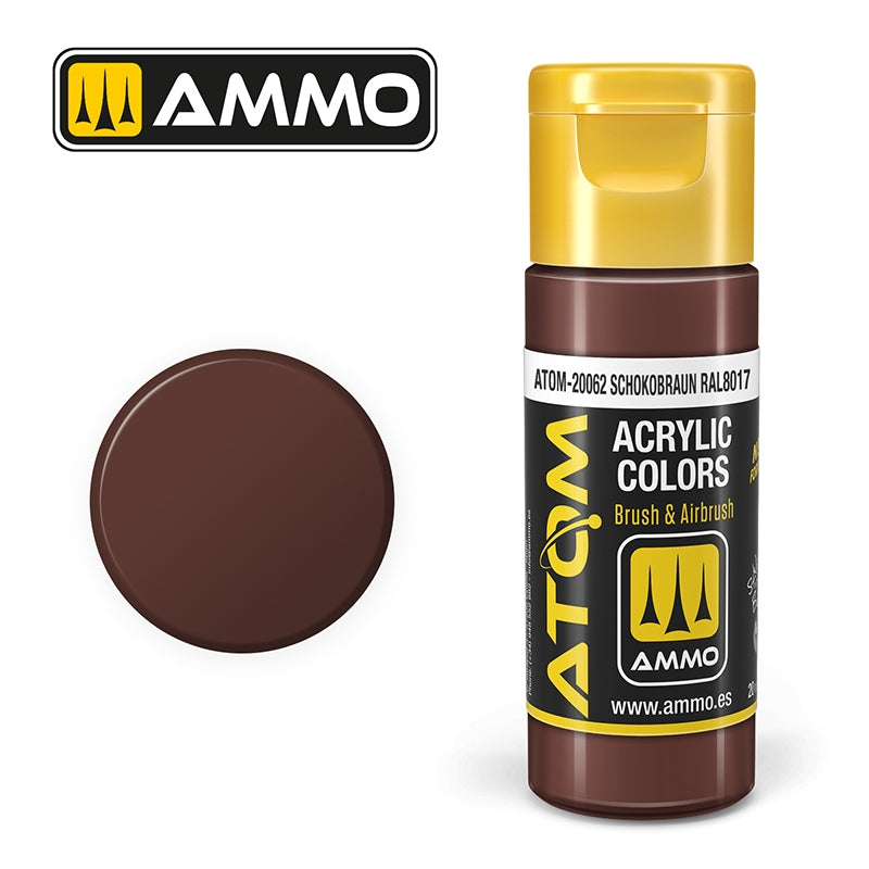MUNITIONS de Mig Jimenez 20062 ATOM COULEUR Schokobraun RAL 8017 20ml
