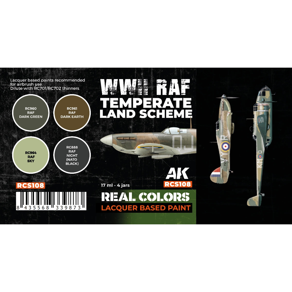 AK Interactive RCS108 WWII RAF Temperate Land Scheme 4x17ml – zdjęcie 2