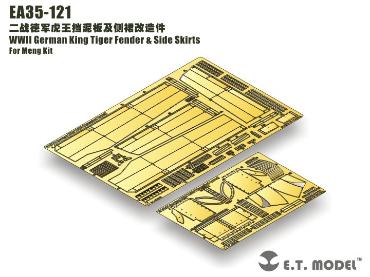 E.T. Model EA35-121 WWII German King Tiger Fender &amp;amp; Side Skirts For Meng Kit 1/35 – zdjęcie 5
