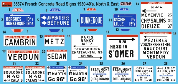 Miniart 35674 French Concrete Road Signs 1930-40’s. North &amp;amp; East 1/35 – zdjęcie 2