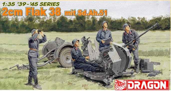 Dragon 6288 cm Flak 38 w/Sd.Ah.51 Trailer 1/35