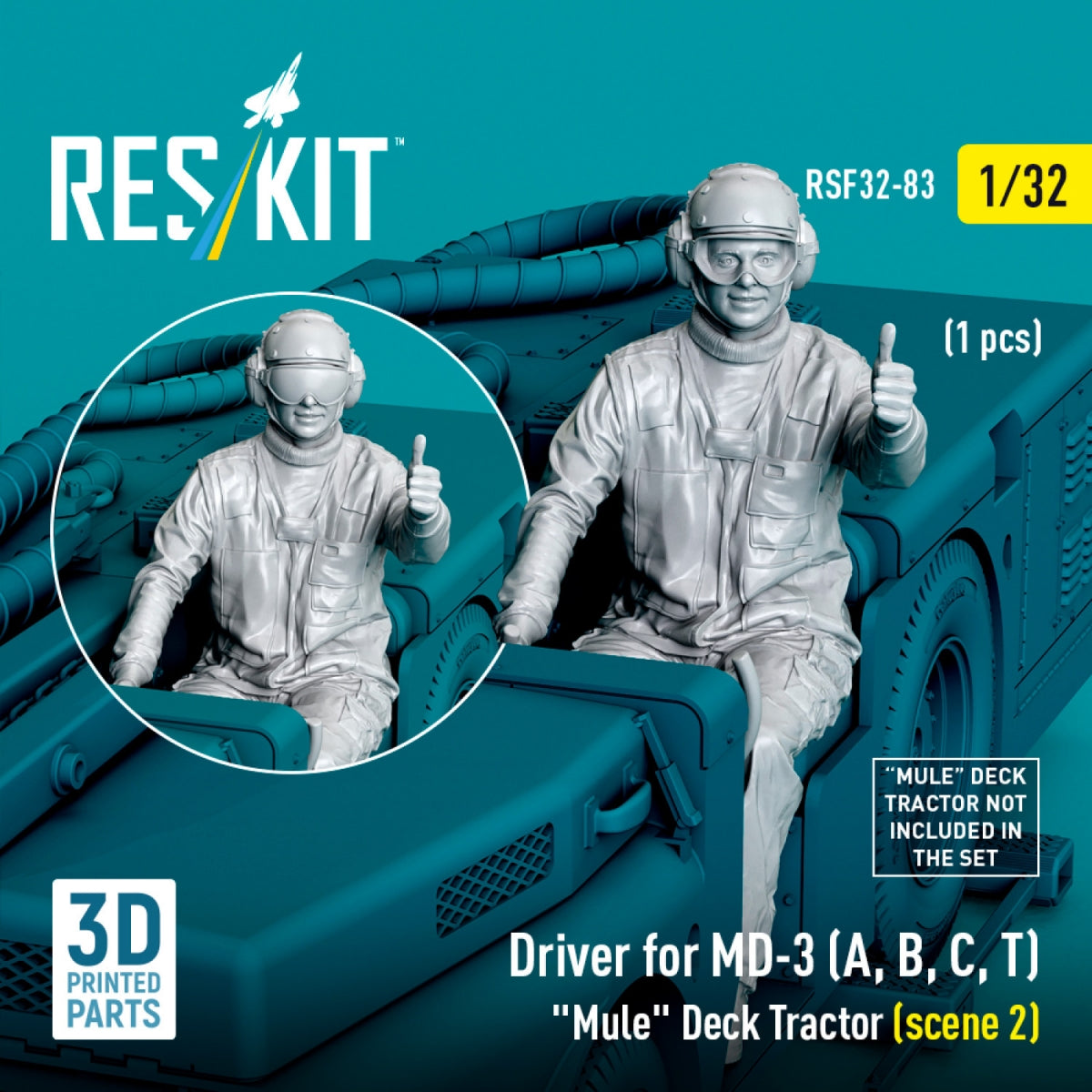 RESKIT RSF32-0083 Driver for MD-3 (A, B, C, T) "Mule" Deck Tractor (scene 2) (1 pcs) (3D Printed) 1/32