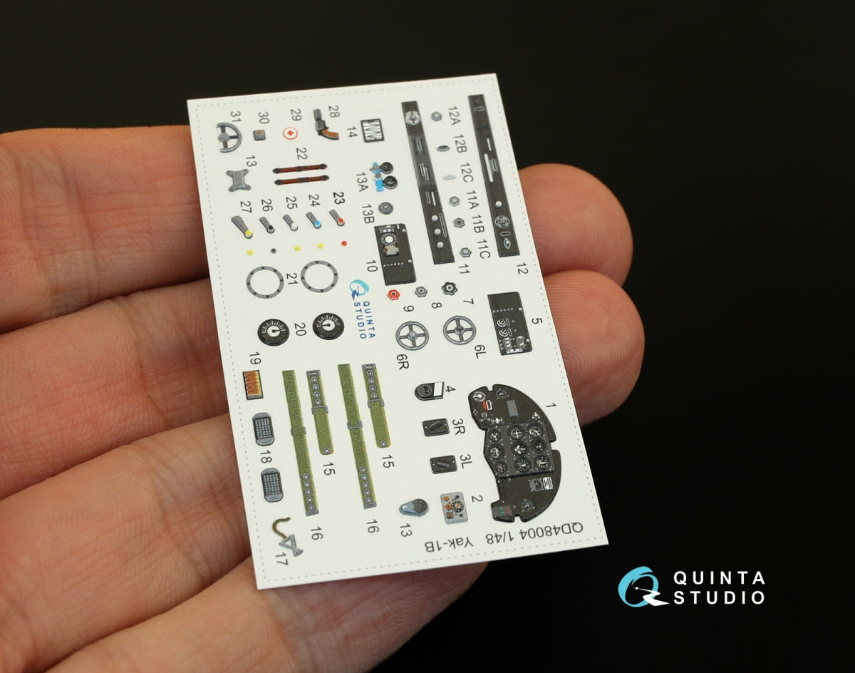Quinta Studio QD48004 Yak-1B (late production) 3D-Printed &amp;amp; colored Interior on decal pape (for all kits) 1/48 – image 3