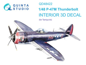 Quinta Studio QD48422 P-47M Thunderbolt 3D-Printed colored Interior on decal paper (Tamiya) 1/48